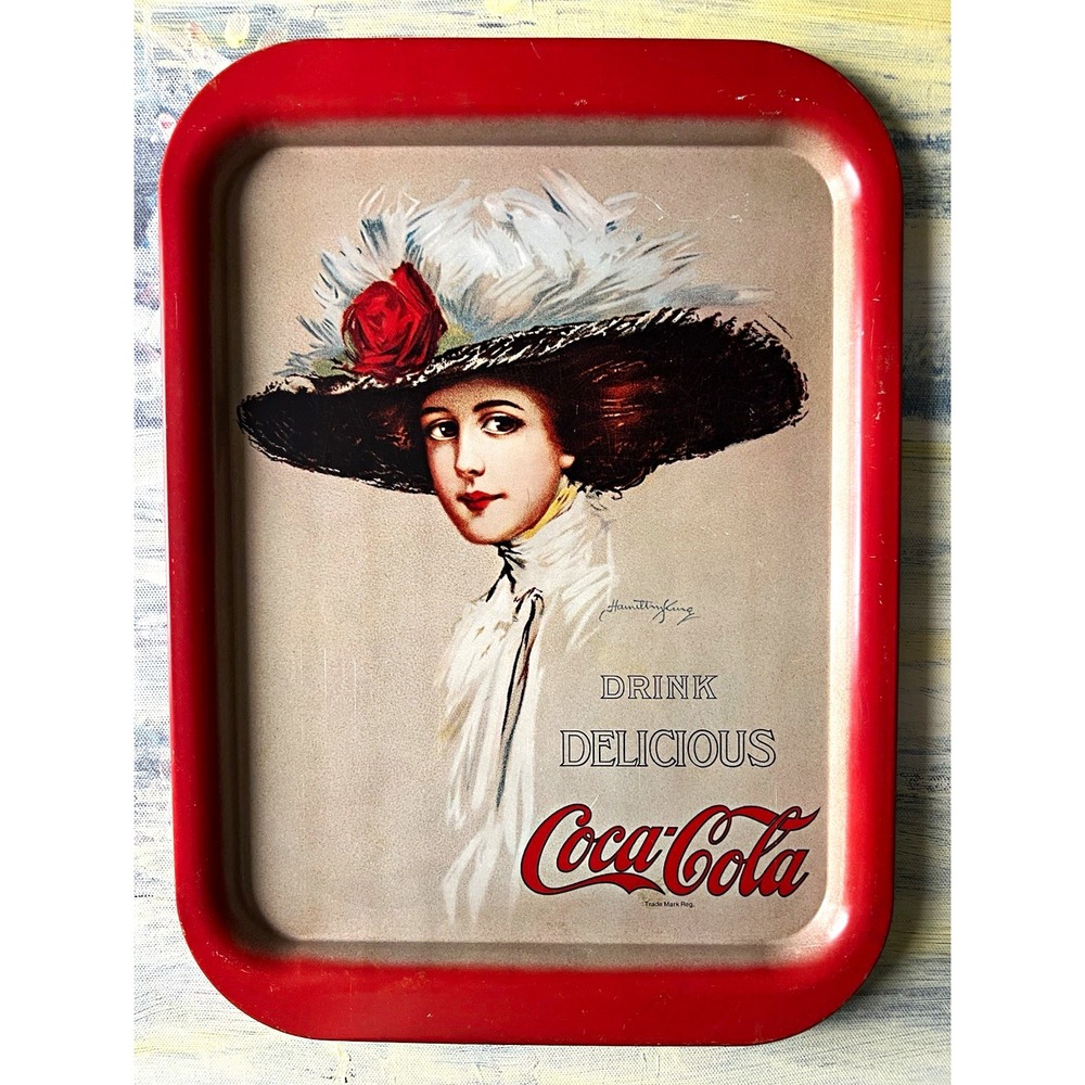 1971 Coca Cola Hamilton King 1909 Girl Metal Serving Tray Vintage 14.75x10.75